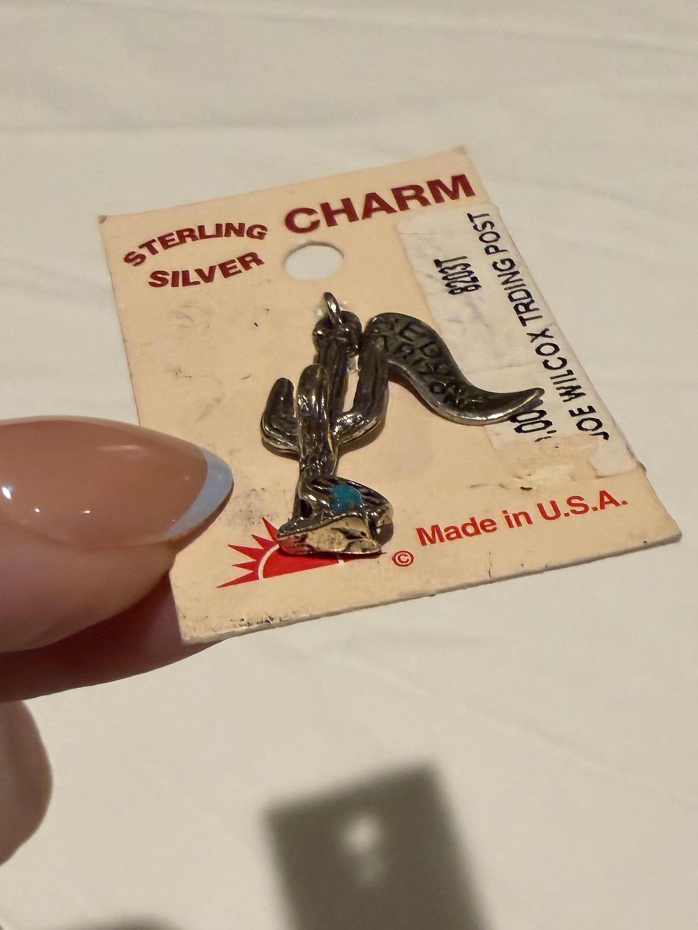 Vintage Sterling Silver Saguaro Cactus Turquoise Wagon Wheel Southwest Charm View 4